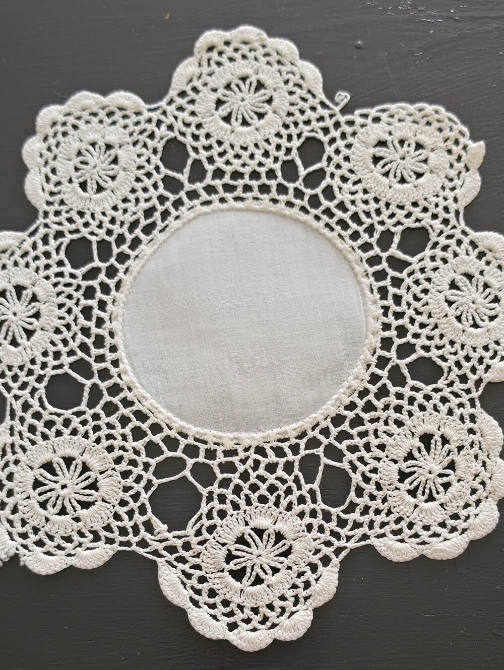 Vintage Cream Crochet Lace Doily - Intricate Circular Design